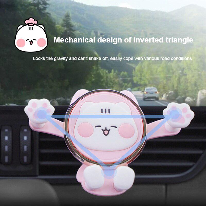 Cute Gravity Car Phone Holder - Secure and Adorable Mobile Stand for iPhone, Samsung, Huawei, and More